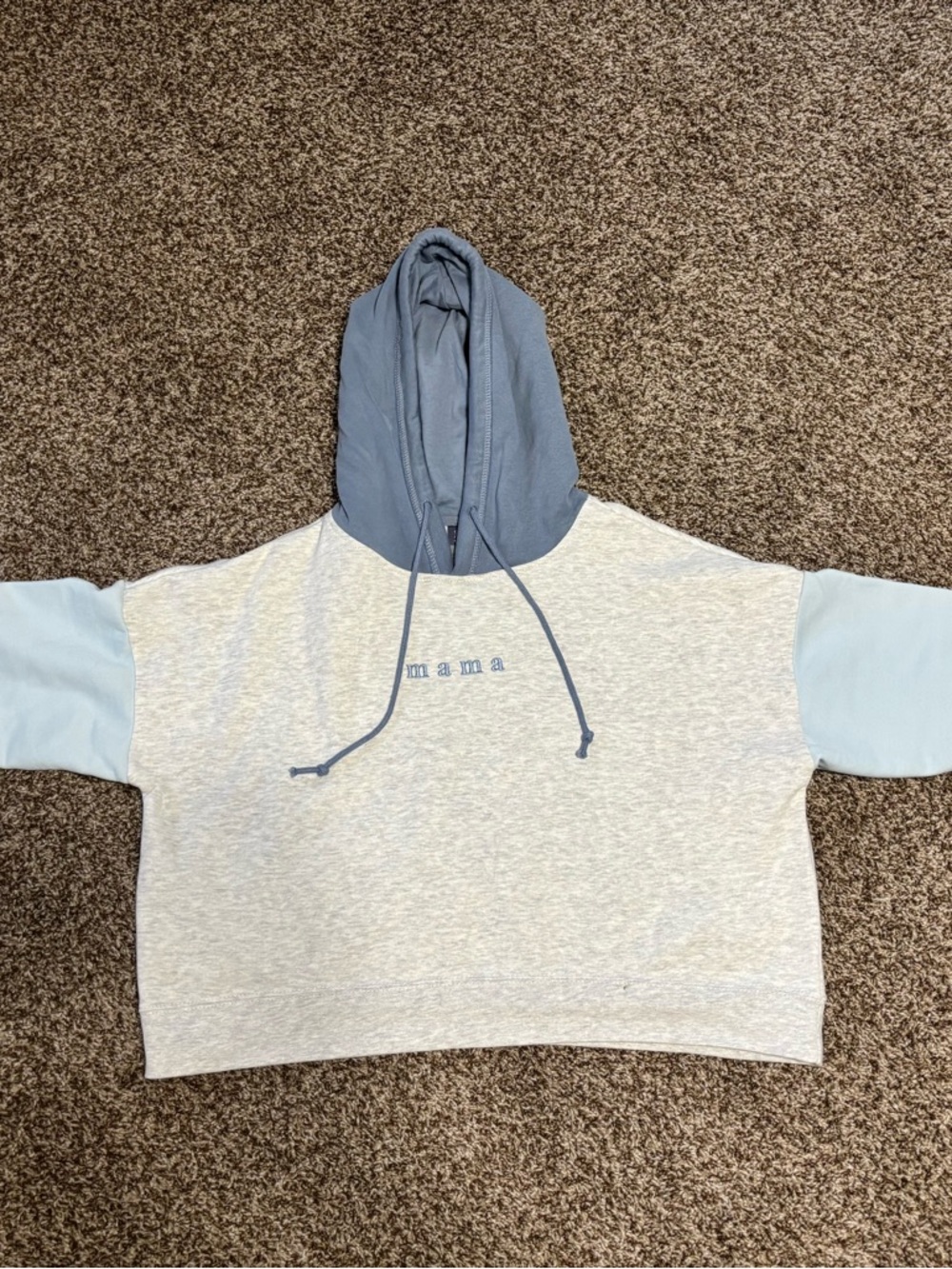 MV Sport Light Blue & Cream Hoodie with Drawstring